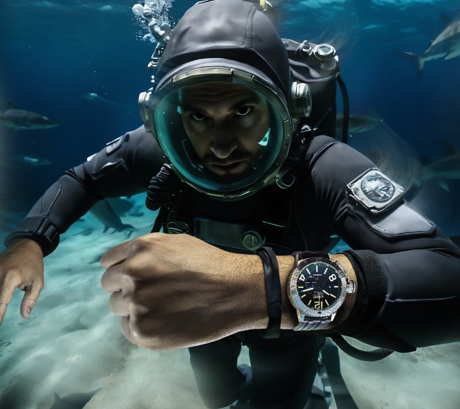 Płetwonurek z zegarekiem U-Boat