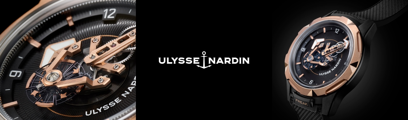 Zegarek Ulysse Nardin Freak z odkrytym mechanizmem i logo marki