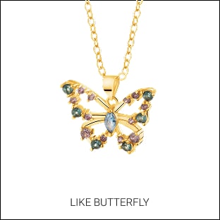 pendant with colored stones - butterfly