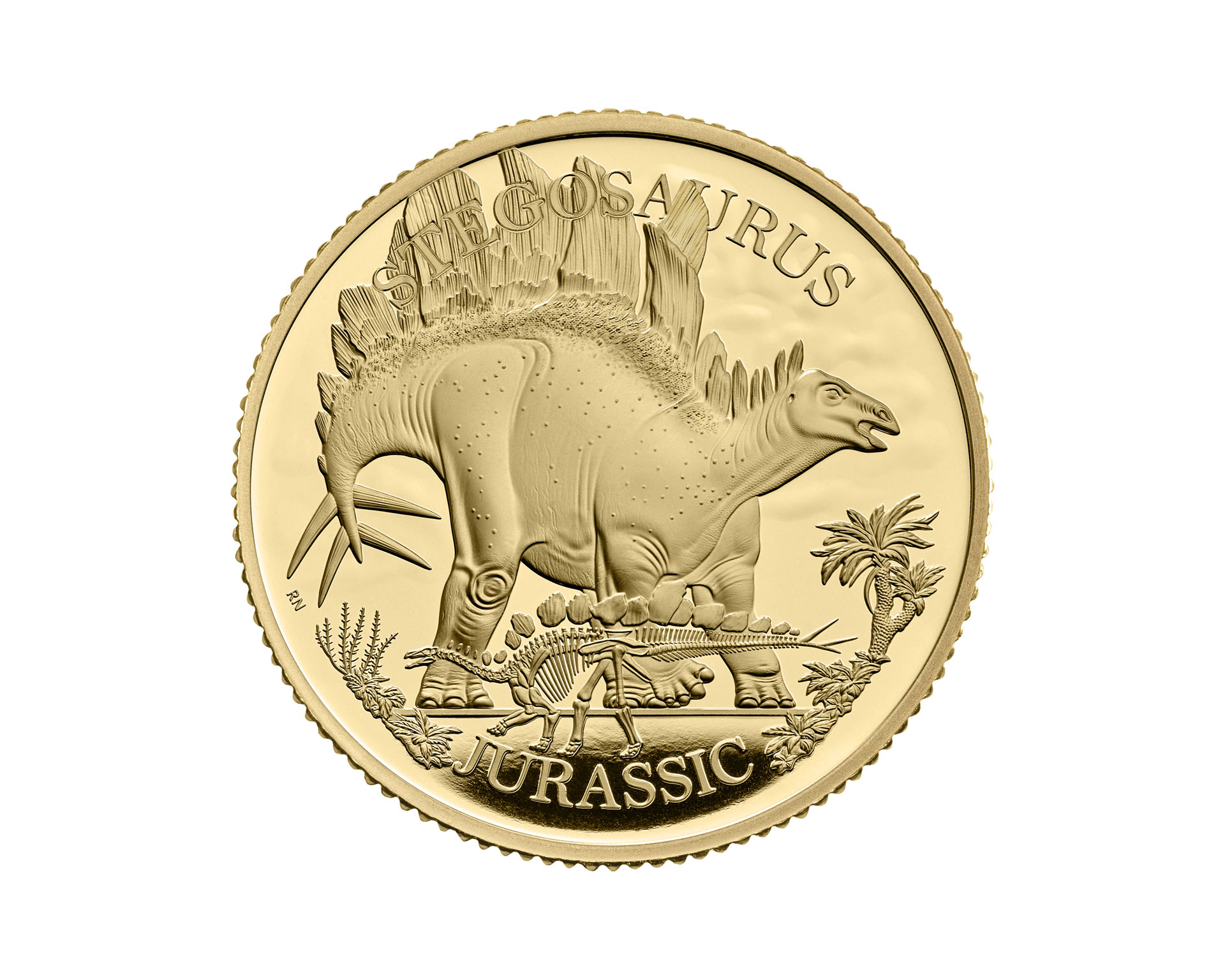 Złota moneta Dinosaurs: Iconic Specimens - Stegosaurus 1/4oz Proof