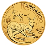 złota moneta z wizerunkiem kangura z mennicy The Perth Mint