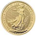 Złota moneta z wizerunkiem Britanni z mennicy The Royal Mint