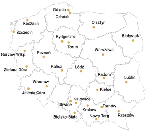 mapa z punktami sprzedazy Mennicy Apart