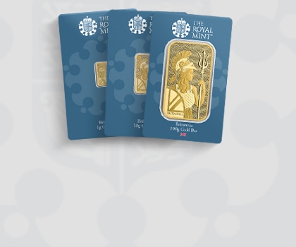 Złote sztabki z wizerunkiem Britanni