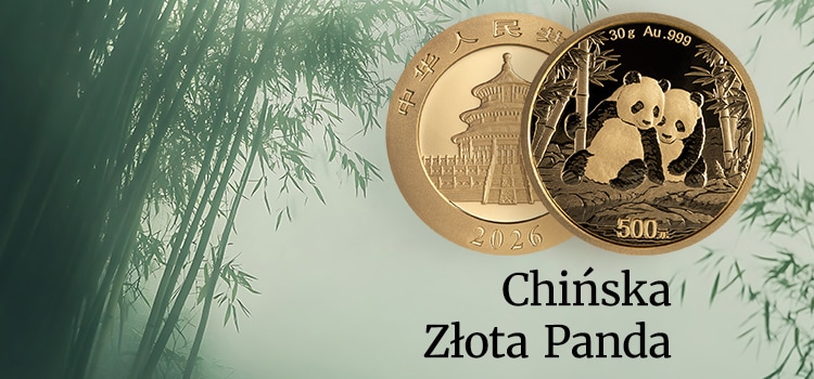Złota moneta z wizerunkiem Chińskiej Pandy