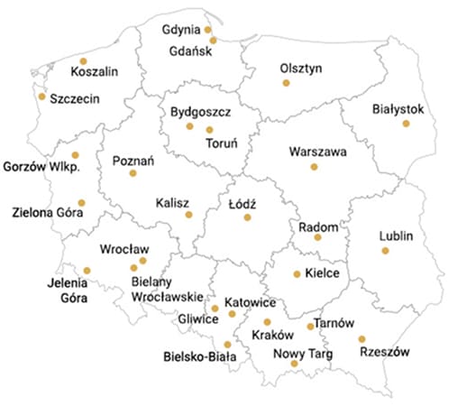 mapa z punktami sprzedazy Mennicy Apart