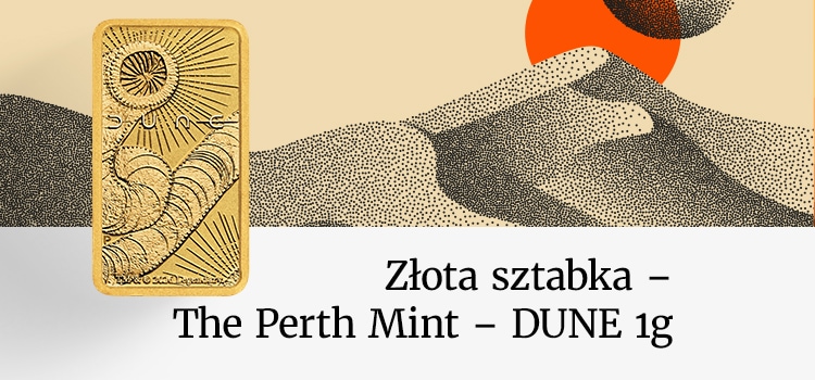 Złota sztabka kolekcjonerska Dune – słońce i pustynne fale