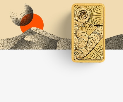 Złota sztabka kolekcjonerska Dune – słońce i pustynne fale