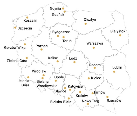 mapa z punktami sprzedazy Mennicy Apart