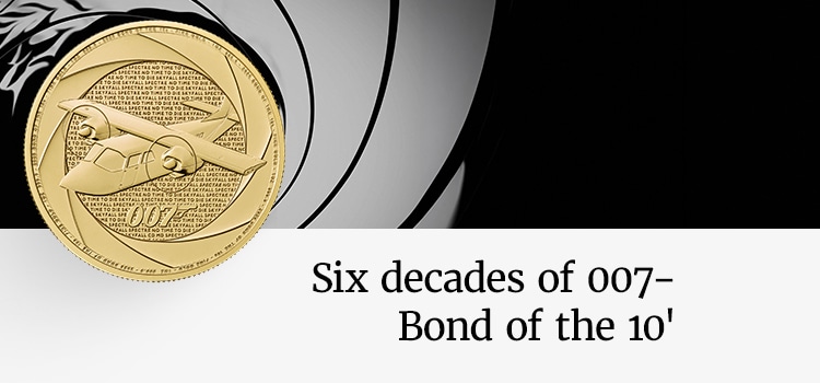 Złota moneta James Bond 007 – samolot z serii filmów o agencie 007