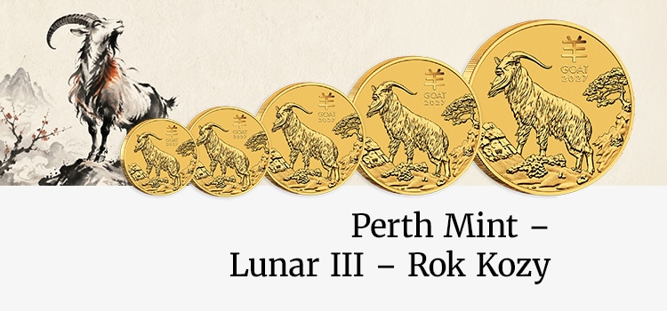 Złote monety z Mennicy Perth Minth upamiętniające Rok Kozy