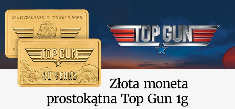 Złota moneta kolekcjonerska Top Gun z wizerunkiem Króla Karola III